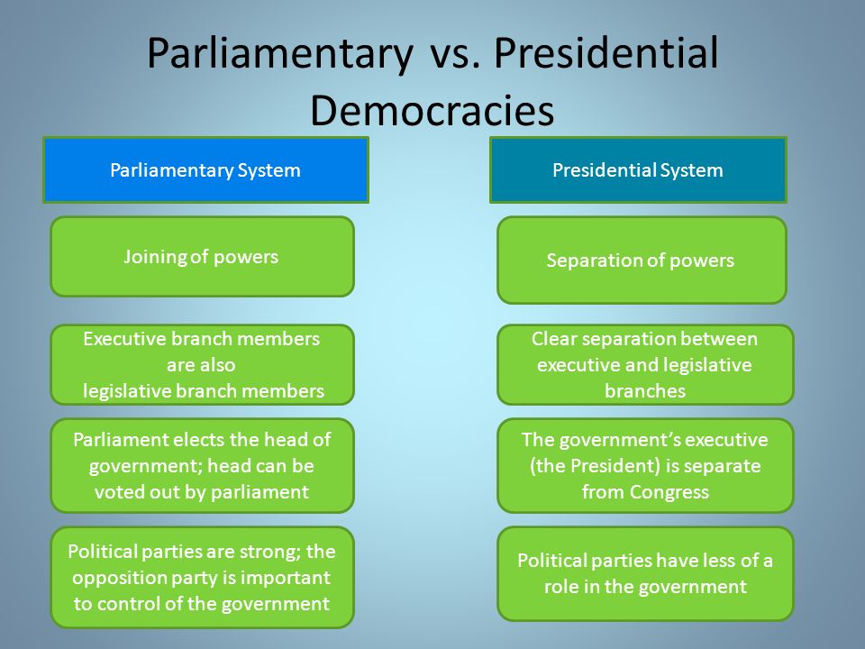 Presidential vs parliamentary government essay